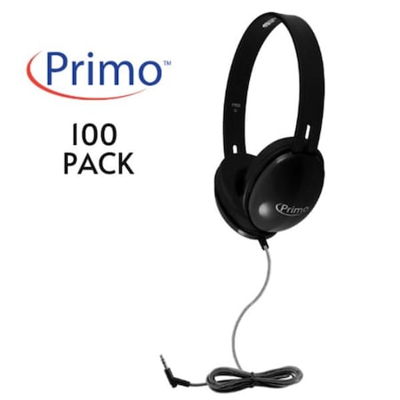 Hamiltonbuhl HamiltonBuhl  Primo Stereo Headphones, Black, 100PK PRM100B-100